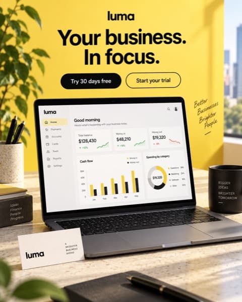 Fictional Luma Banking fintech creative
